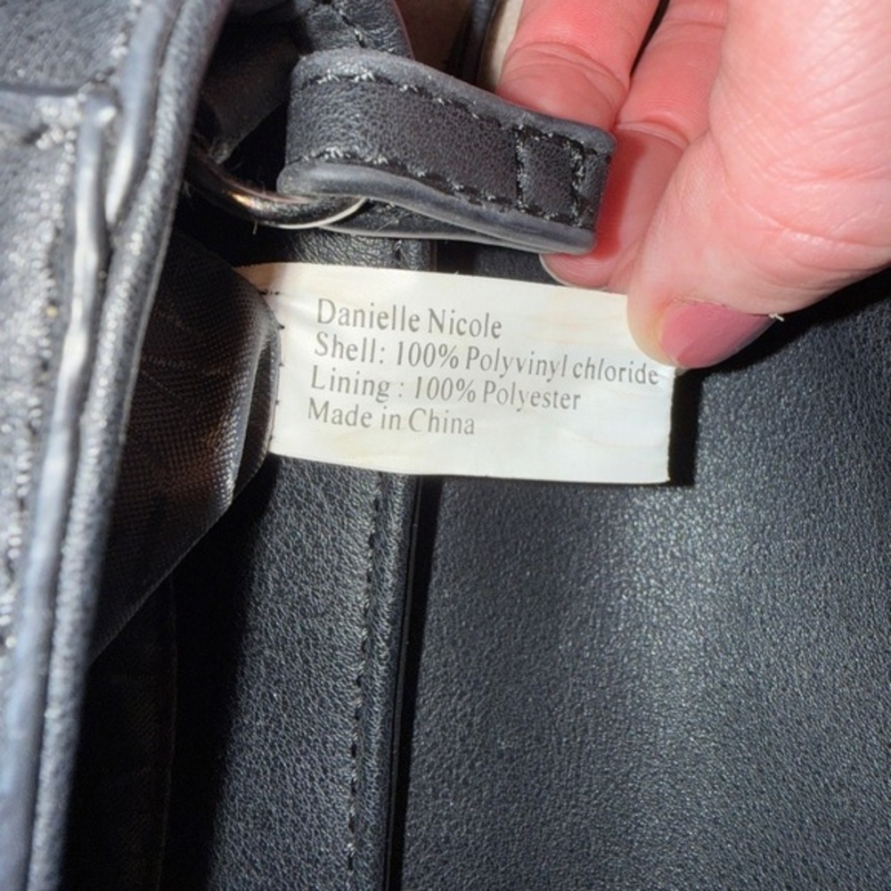 Danielle Nicole Black Vegan Leather Crossbody - Minimalist Small Square Bag - Picture 7 of 7